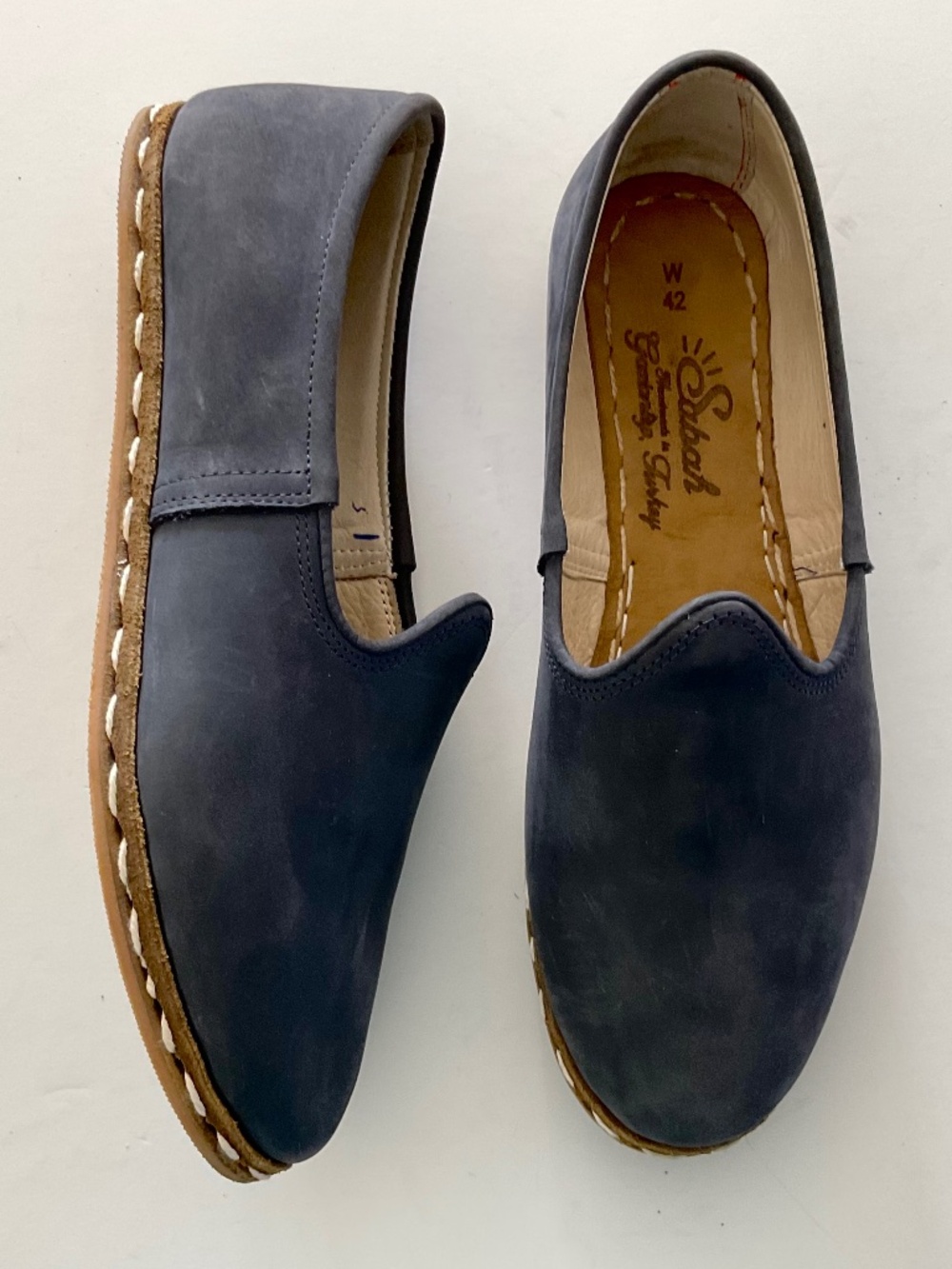 SABAH Flats Handmade in Turkey Blue Suede Size EU 42 US 10/10.5
